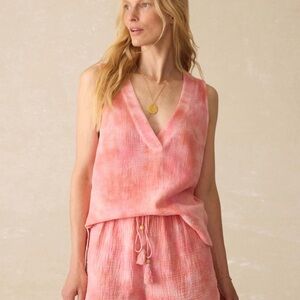 Faherty Pink Tie-Dye Tank Top